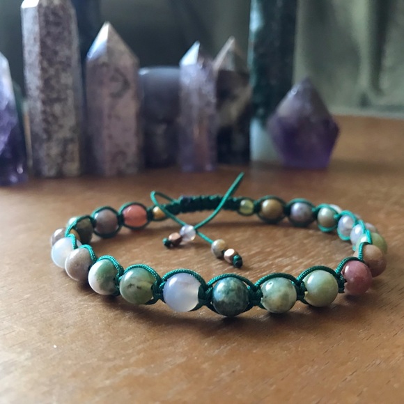 Handmade} Indian Agate Adjustable Bracelet - Picture 1 of 4